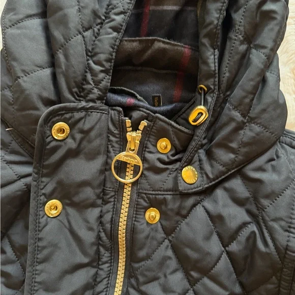 Barbour Millfire Tartan Collection Quilted Hooded Jacket - Picture 3 of 10